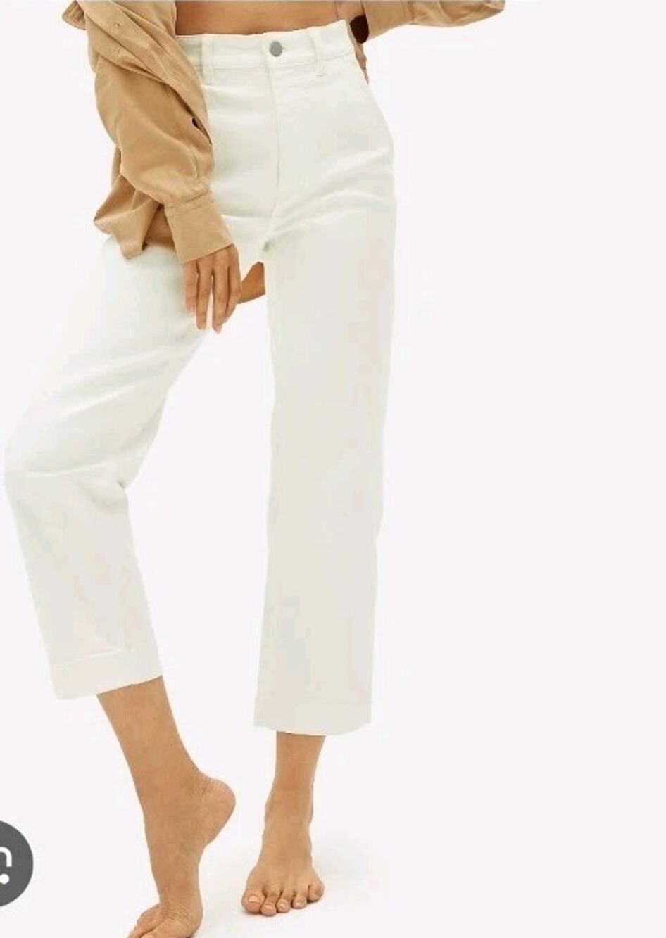 Everlane Straight Leg Crop Pants Bone Size 4 Minimalist Capsule Wardrobe